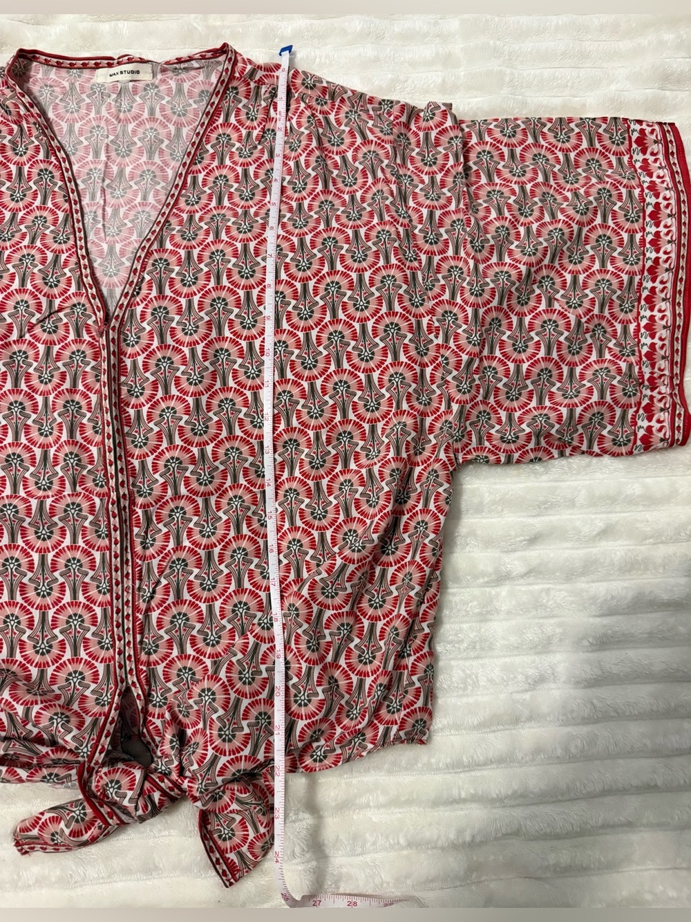 Max Studio Patterned Tie-front Top - Picture 6 of 6